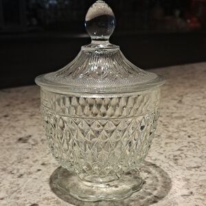 Vintage Indiana Glass Clear Diamondpoint Elegant Glass Candy Dish/Ice Bucket